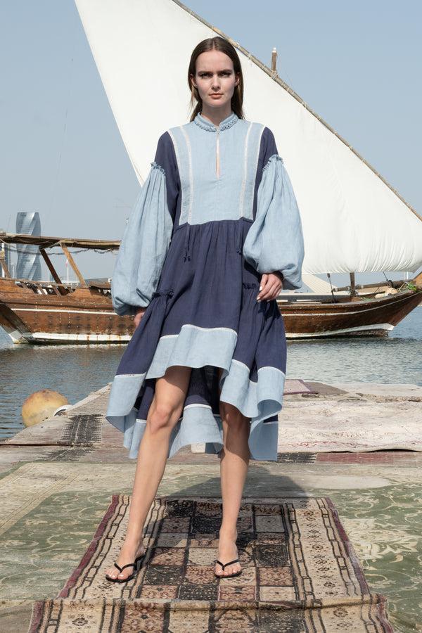 noon by noor Hero Dress in Blue Mix