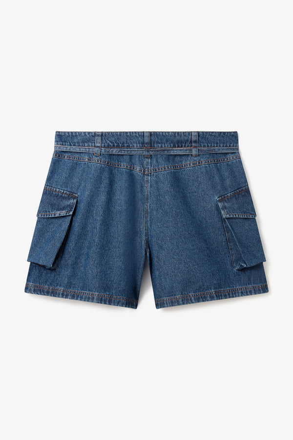 Noon By Noor Makena Shorts In Mid Blue