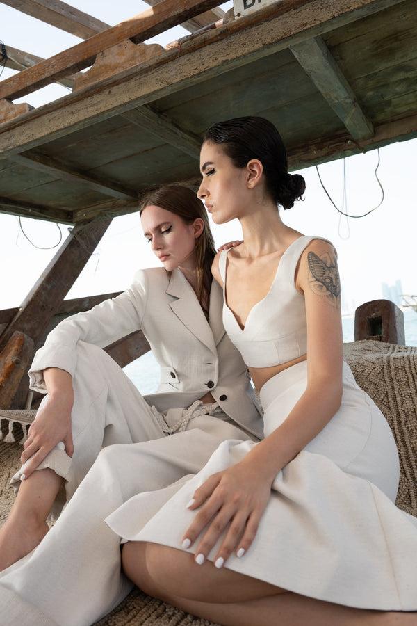 noon by noor Polla Skirt in Chalk White