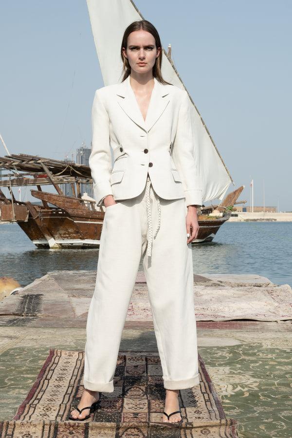 Noon By Noor Shelly Trouser In Chalk White