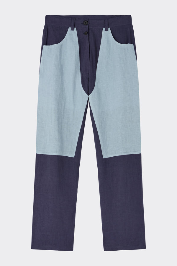 Noon By Noor Venita Trouser In Blue Mix