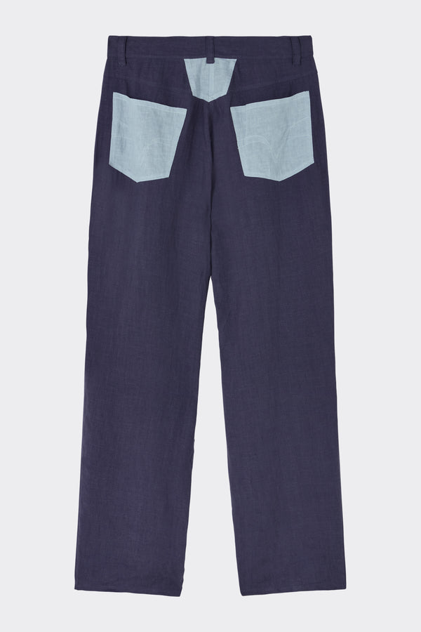 Noon By Noor Venita Trouser In Blue Mix