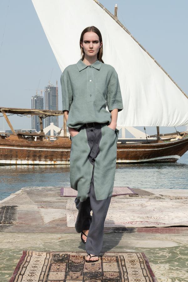 noon by noor Venita Trouser in Shell Grey Multi