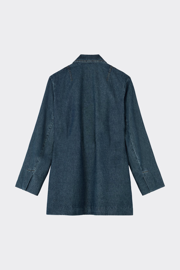 Noon By Noor Welbeck St Jacket In Mid Blue
