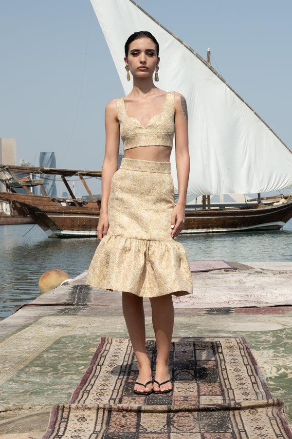 Noon By Noor Zaha Corset Top In Pale Gold