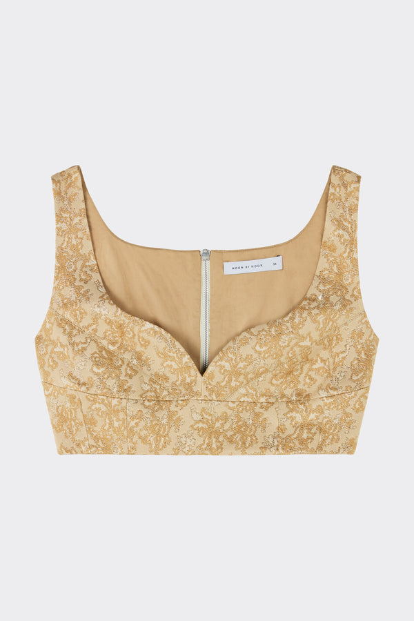 noon by noor Zaha Corset Top in Pale Gold