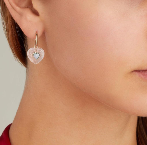 Noor Fares Noor Fares Anahata Rose Quartz Heart Drop Earrings