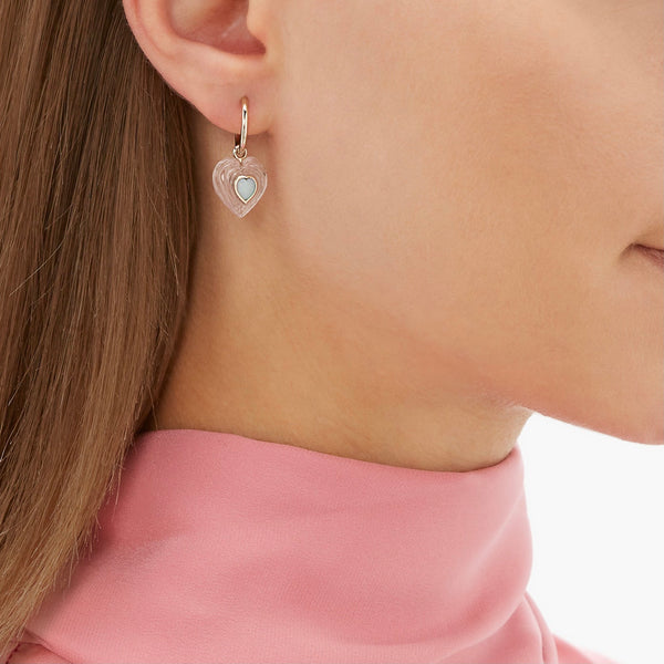 Noor Fares Noor Fares Anahata Rose Quartz Heart Drop Earrings