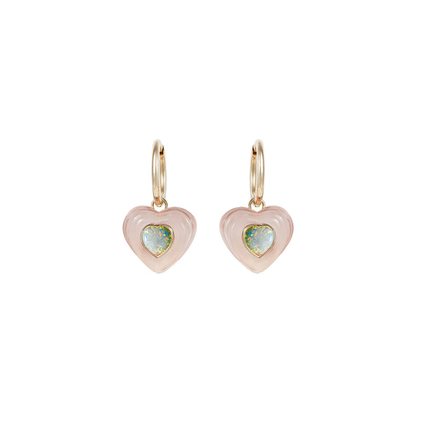 noor fares Noor Fares Anahata Rose Quartz Heart Drop Earrings