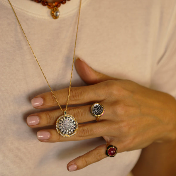 Noor Fares Noor Fares Black & Pink Tourmaline Nirvana Pinky Ring