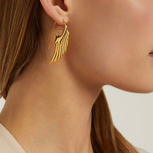 Noor Fares Noor Fares Gold Fly Me To The Moon Wing Earrings