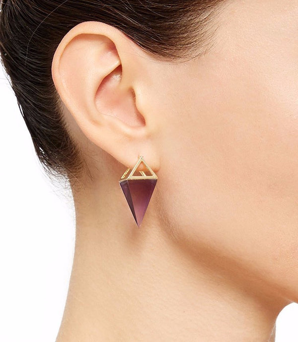 Noor Fares Noor Fares Krystal Amethyst Pendulum Earrings
