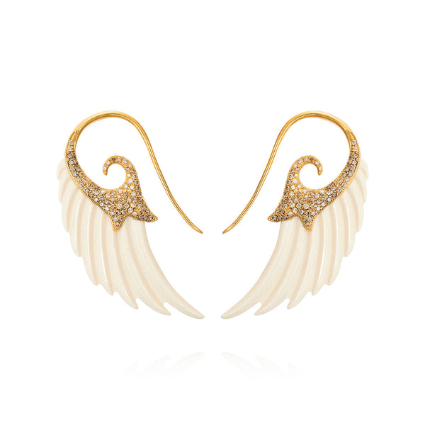 noor fares Noor Fares Mammoth & Diamond Fly Me To The Moon Wing Earrings