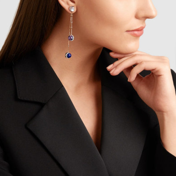 Noor Fares Noor Fares Moonstone Amethyst & Lapis Planet Chain Earrings