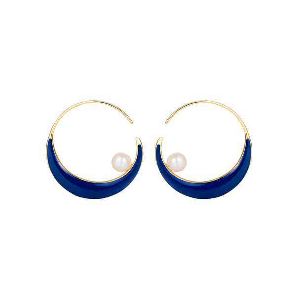 Noor Fares Noor Fares Large Moon Navratna Earrings