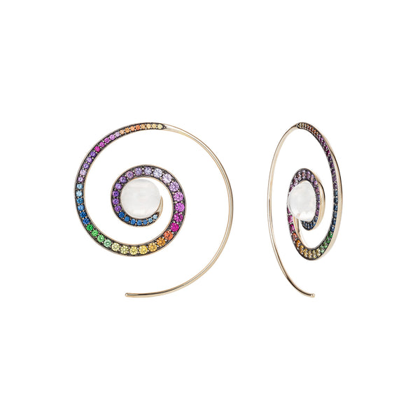 Noor Fares Noor Fares Rainbow Spiral Moon Earrings