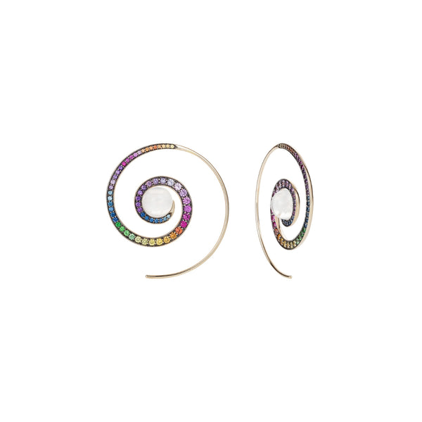 noor fares Noor Fares Rainbow Spiral Moon Earrings