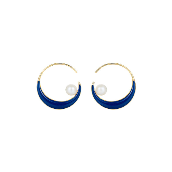 Noor Fares Noor Fares Small Moon Navratna Earrings