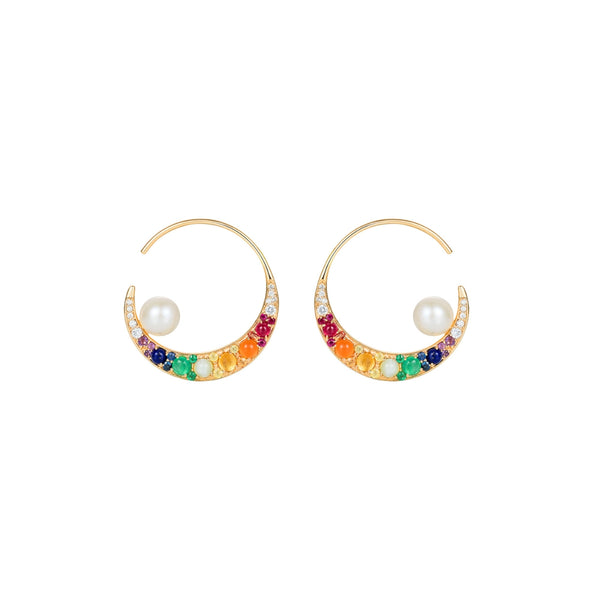noor fares Noor Fares Small Moon Navratna Earrings