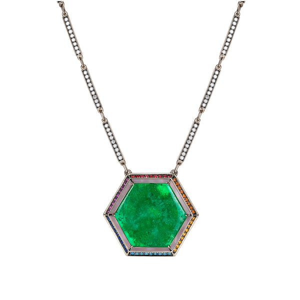 Noor Fares Noor Fares One Of A Kind Muzo Emerald Anahata Necklace
