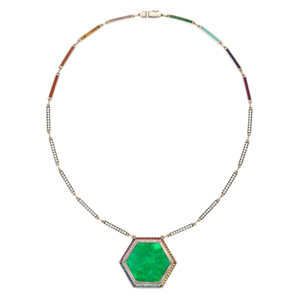 noor fares Noor Fares One Of a Kind Muzo Emerald Anahata Necklace