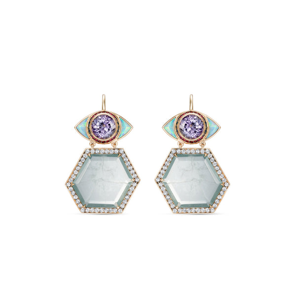 noor fares Noor Fares One of a Kind Trapiche Aquamarine Dormeuse Earrings
