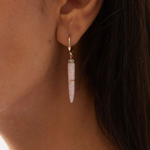Noor Fares Noor Fares Pink Zoisite Sleeper Point Earrings