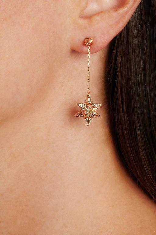 Noor Fares Noor Fares Rose Gold Merkaba Drop Earrings