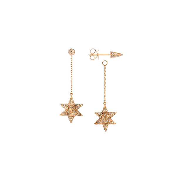 noor fares Noor Fares Rose Gold Merkaba Drop Earrings