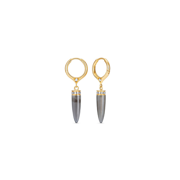 noor fares Noor Fares Smokey Quartz Sleeper Point Earrings