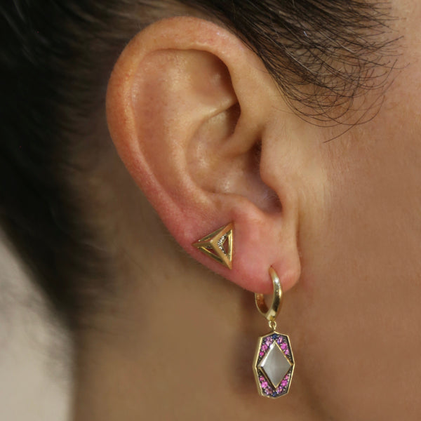 Noor Fares Noor Fares Tetrahedron Diamond Line Stud Earrings