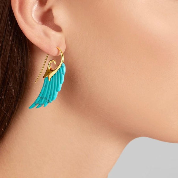 Noor Fares Noor Fares Turquoise Fly Me To The Moon Wing Earrings