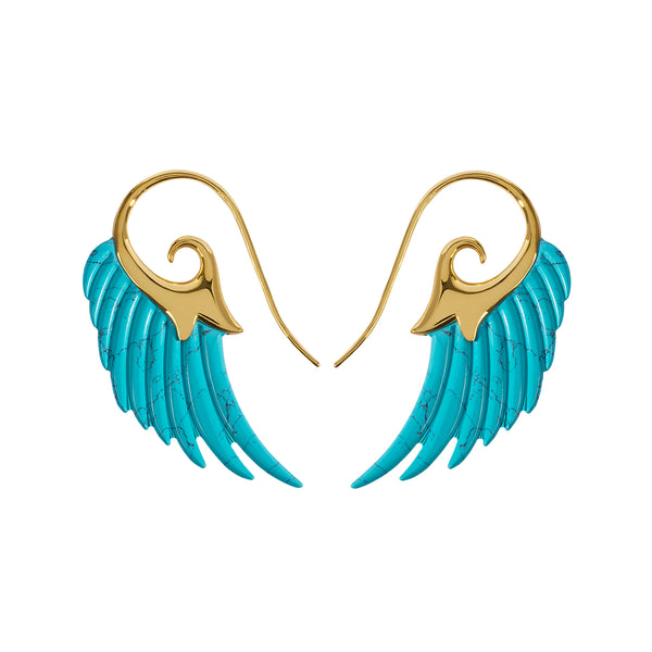noor fares Noor Fares Turquoise Fly Me To The Moon Wing Earrings