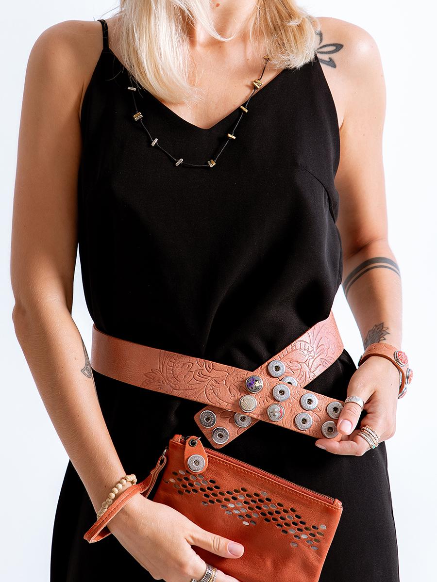 NOOSA Original Wide Embossed Belt Peach