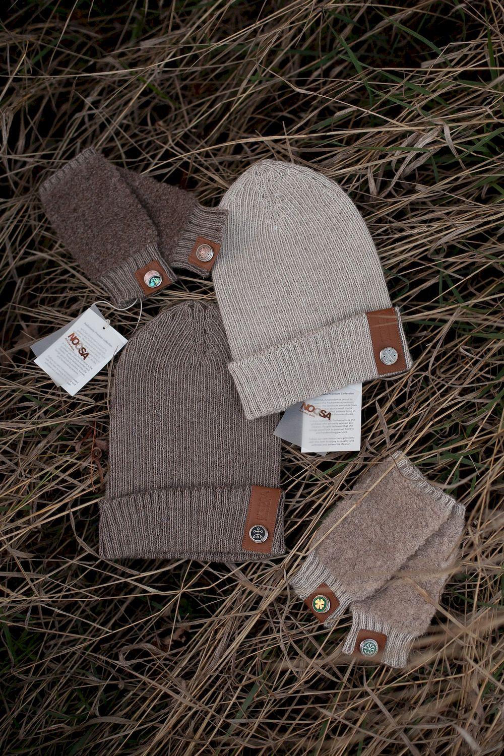 NOOSA Pachamama alpaca beanie hat latte melange