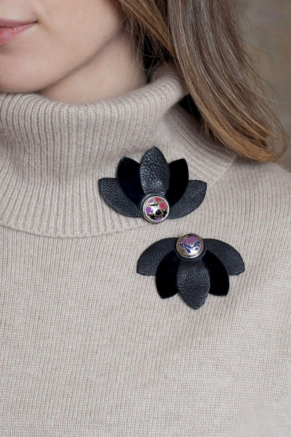 NOOSA Padma Brooch Black