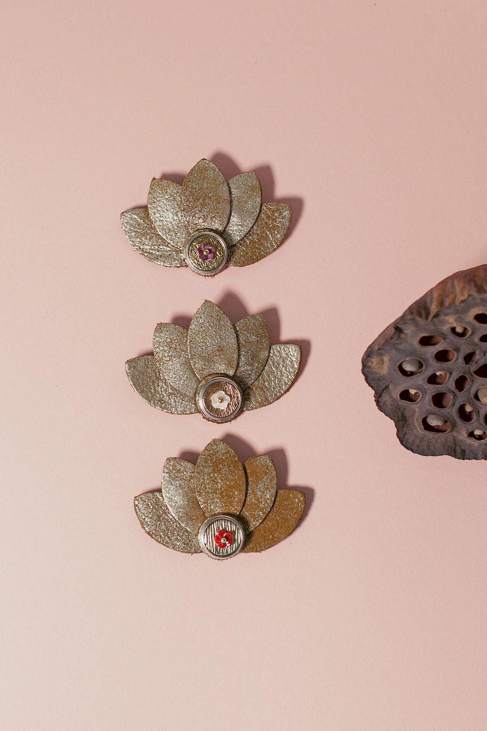 NOOSA Padma Brooch Metallic Gold