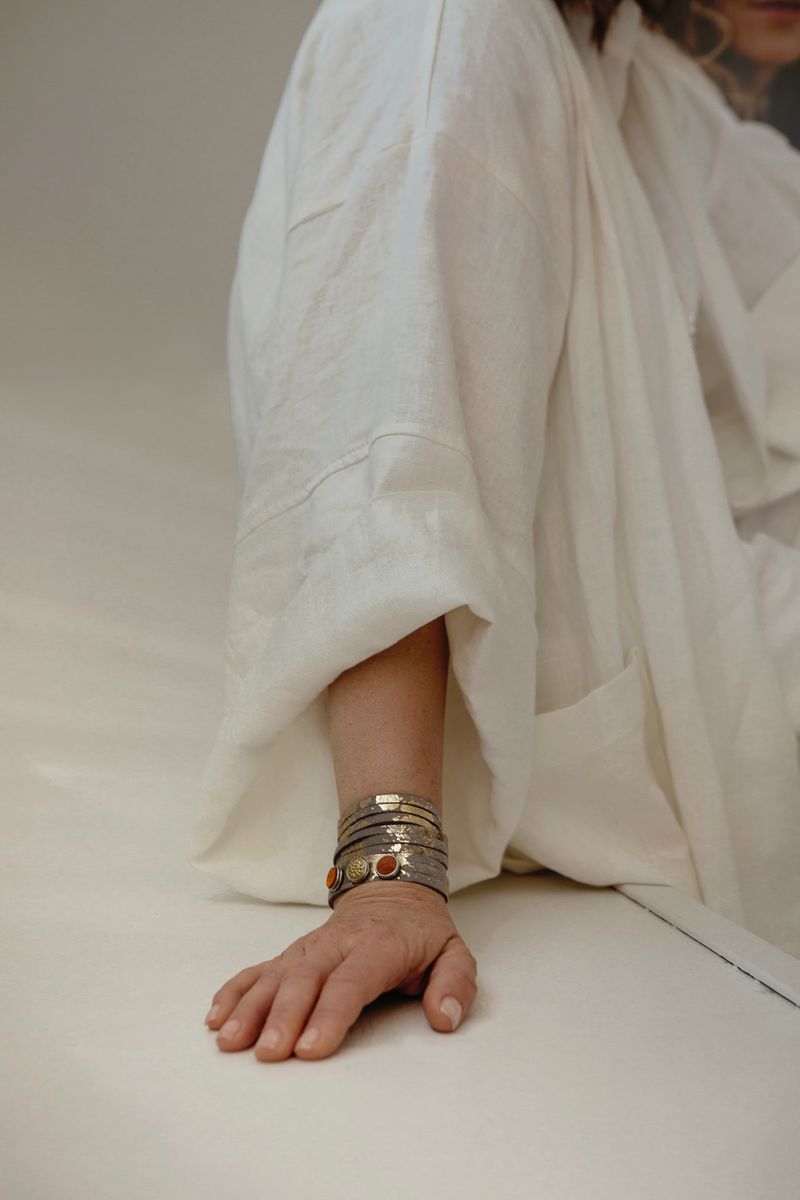 NOOSA Petite Triple Bracelet Golden Foil Grey