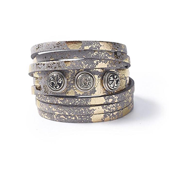 NOOSA Petite Triple Bracelet Golden Foil Grey