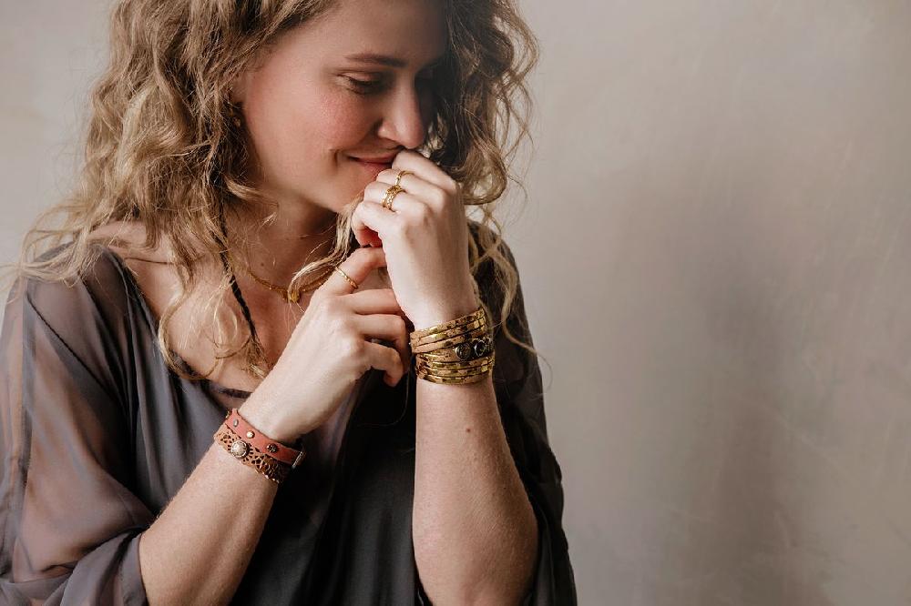 NOOSA Petite Triple Bracelet Golden Foil Natural