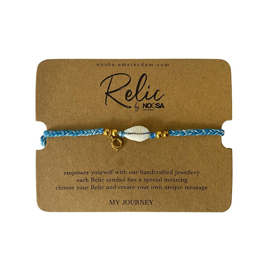 NOOSA Relic Aqua Hand Braided Cotton Bracelet Gold