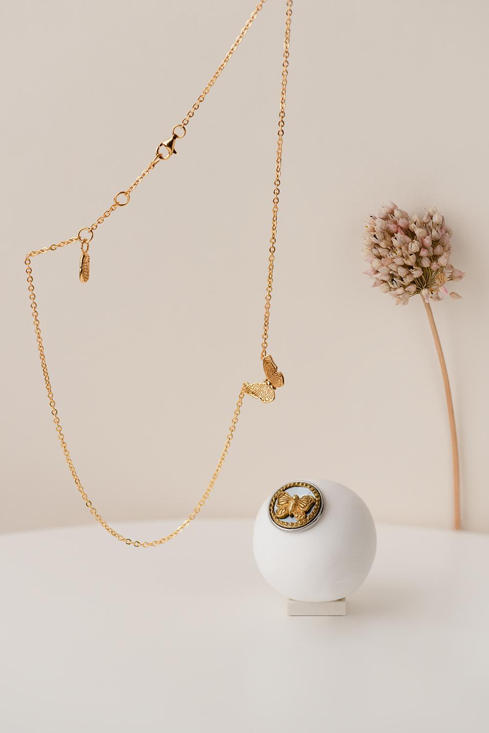 NOOSA Relic Butterfly necklace gold-plated silver