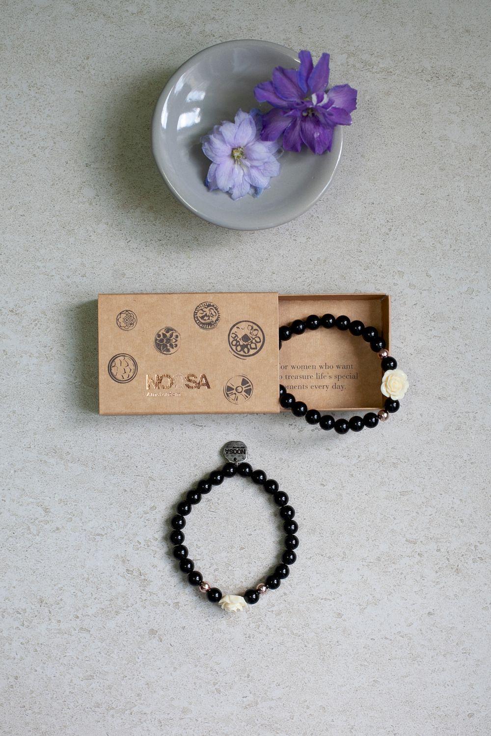NOOSA Rosehip Black Onyx Stretch Bracelet