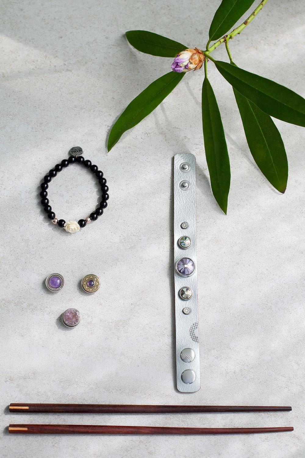 NOOSA Rosehip black onyx stretch bracelet