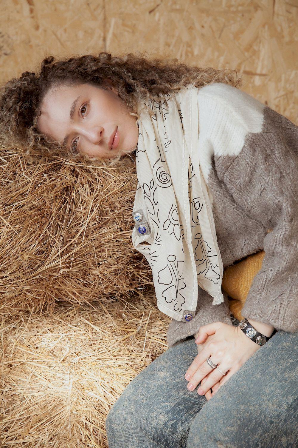 NOOSA Scarf beige-black