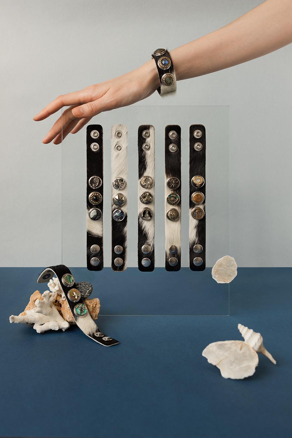 NOOSA Original Classic Cowhide Bracelet Black-white