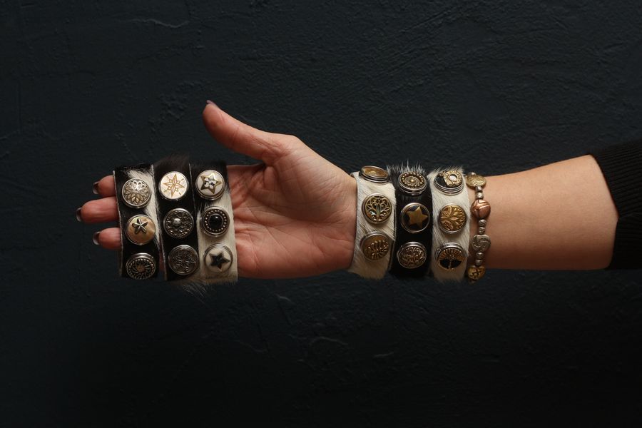 NOOSA Original Classic Cowhide Bracelet Black-white