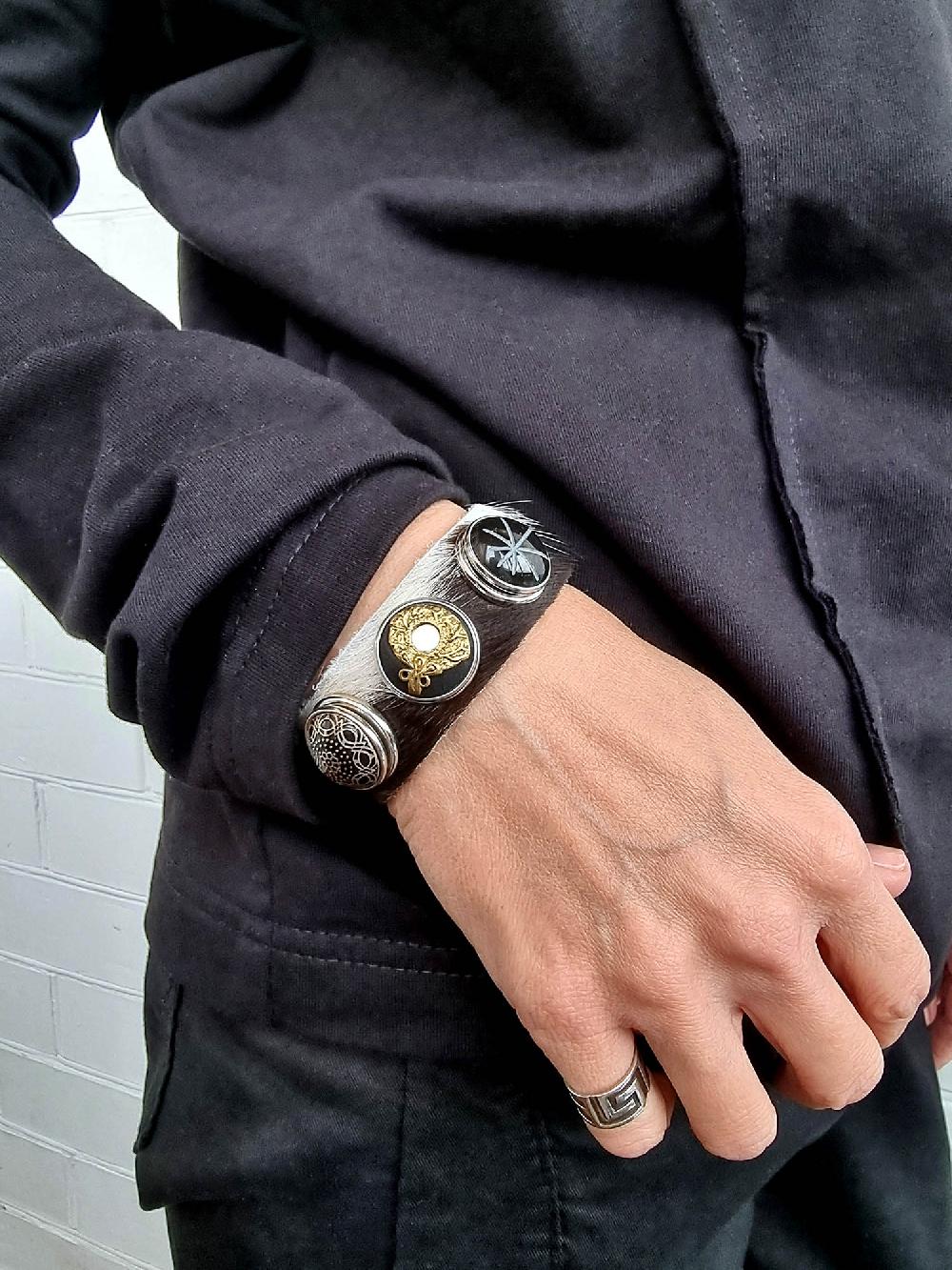 NOOSA Original classic cowhide bracelet black-white