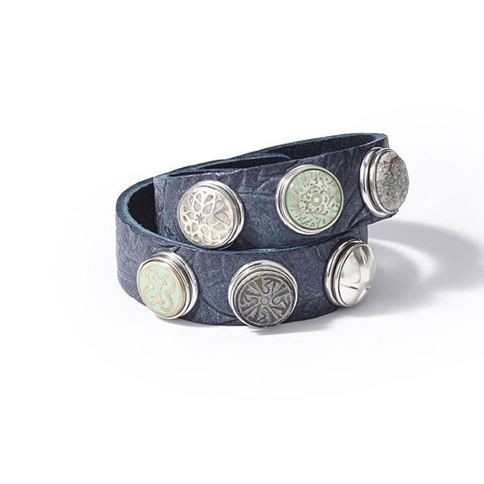 NOOSA Original Classic Double Bracelet Embossed Blue