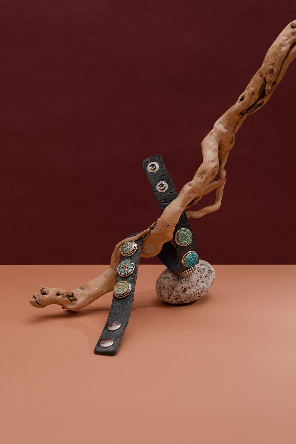 NOOSA Original classic double bracelet embossed blue